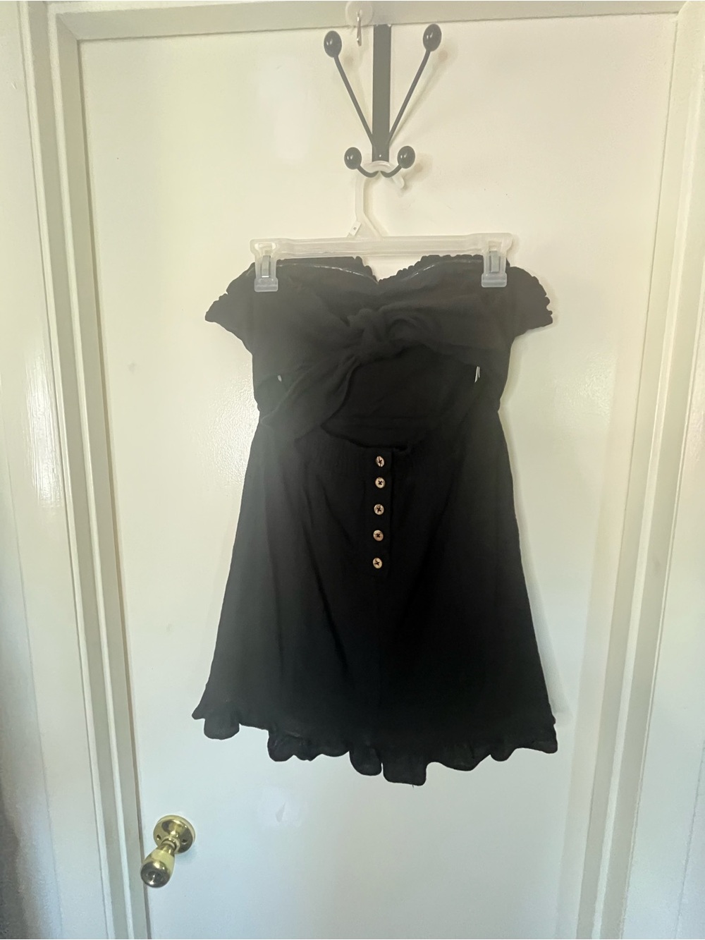 Free People Black Strapless Tie-Back Mini Dress - Size Small - Picture 3 of 7